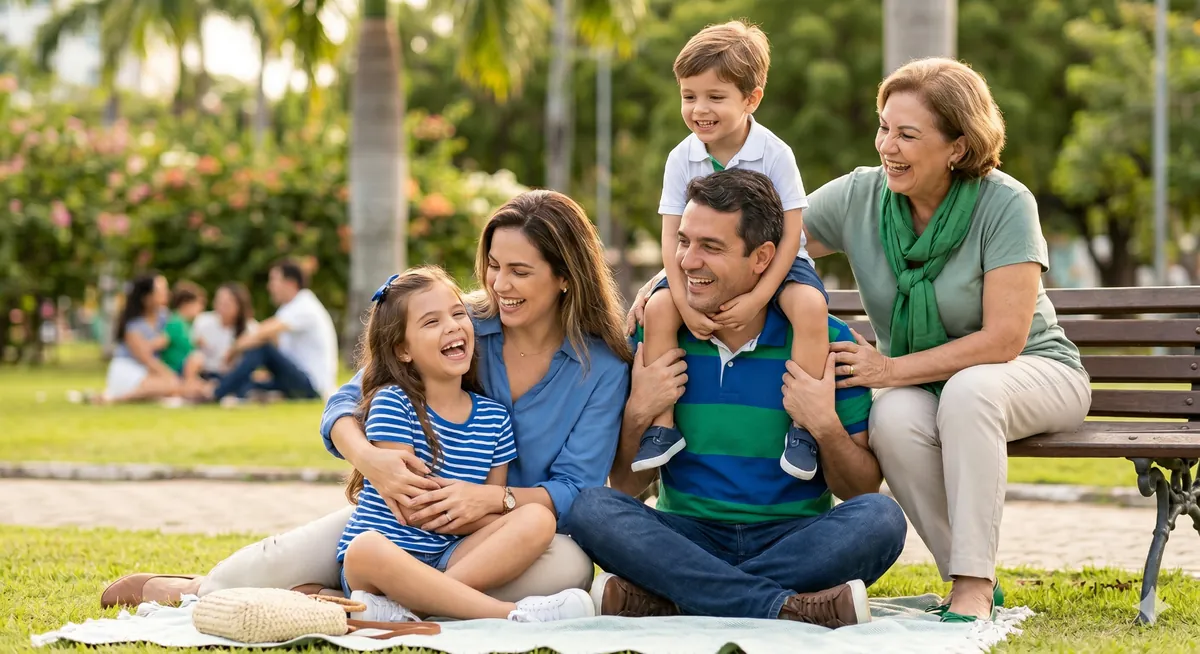 Família feliz reunida